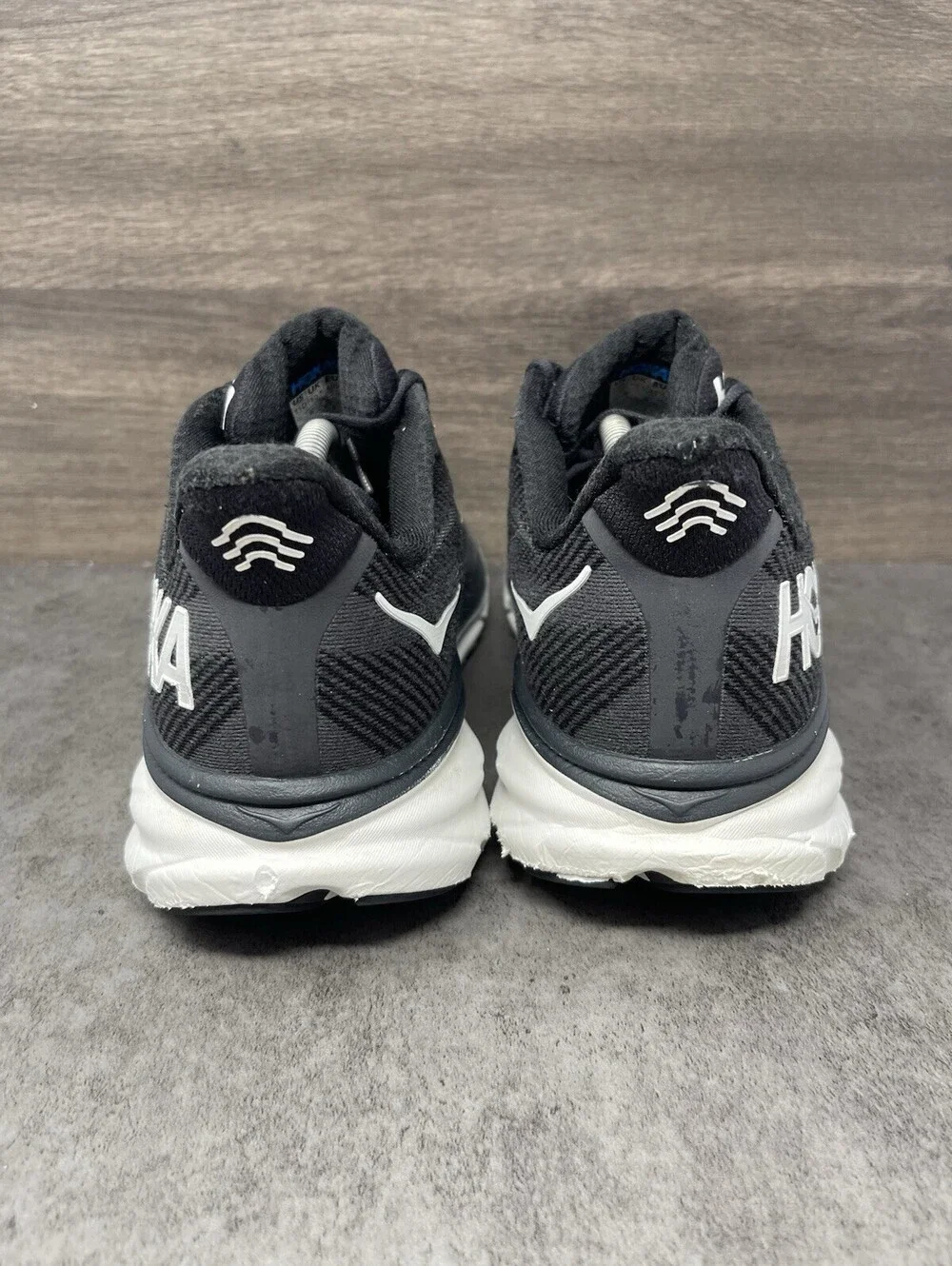HOKA Clifton 9 Black White Size 11 Mens Cushioned Running Walking Shoes